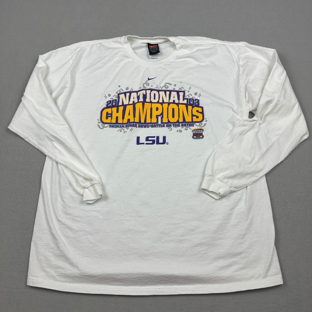 Vintage LSU Tigers Shirt Men Extra Large White Nike 2003 National Champions XL